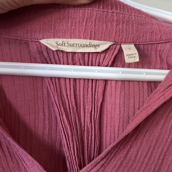 SOFT SURROUNDINGS | Key Biscayne Gauze Tunic 3/4 Sleeve Relaxed Notched Collar - Picture 6 of 11